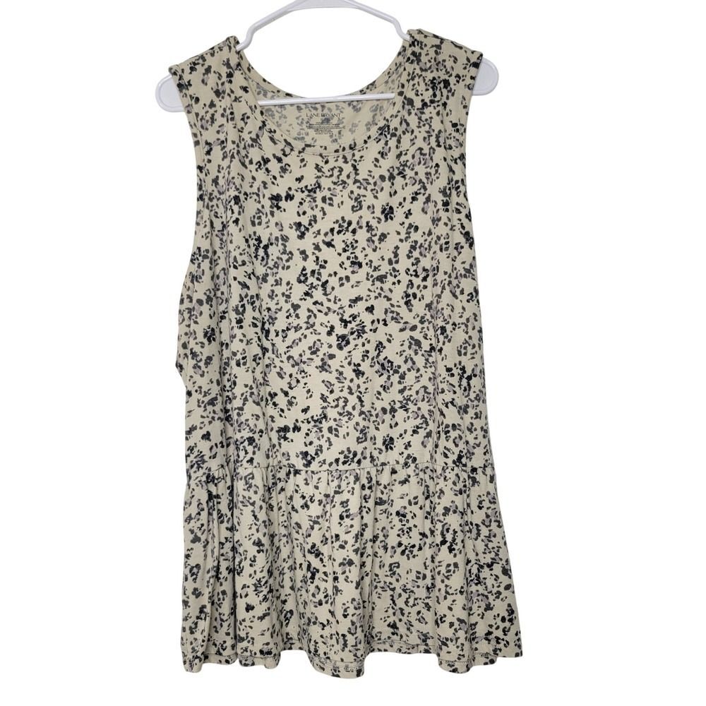 Lane Bryant Peplum Tank Top Sleeveless Tiered Cheetah Print Plus Size 22/24